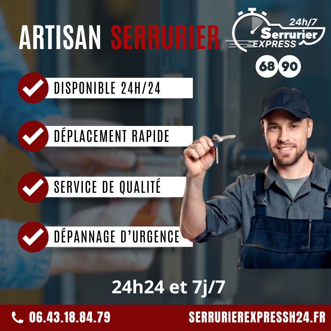 Serrurier Express H24 - Dépannage d'urgence, Serrurerie Belfort, Ouverture de porte, Installation, réparation serrure 90-68